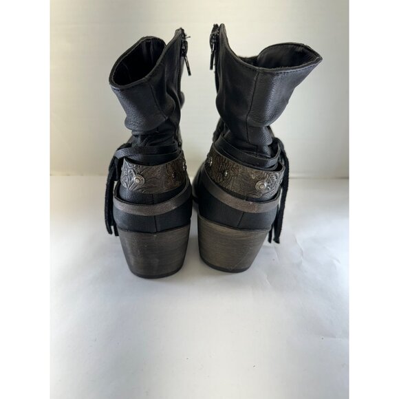 Maurices Womens 9M Black Ankle Boots With Decorative Straps & Zipper Closure - Picture 15 of 16